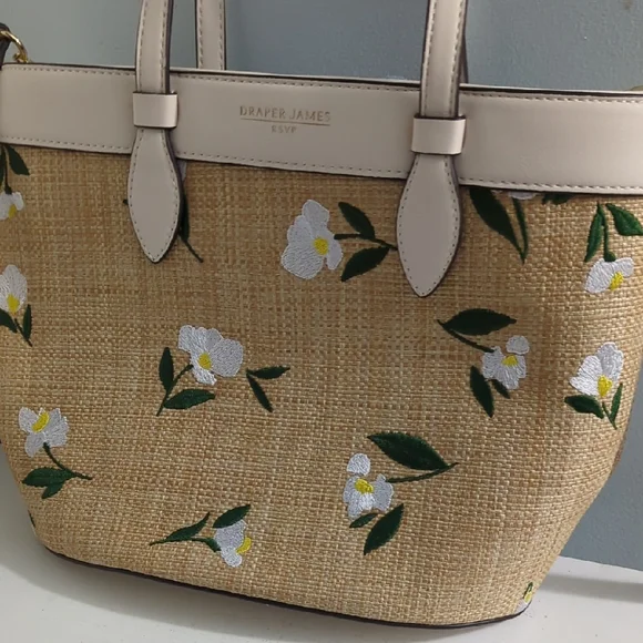 Draper James RSVP Cream and Tan Magnolia Handbag - Picture 1 of 7